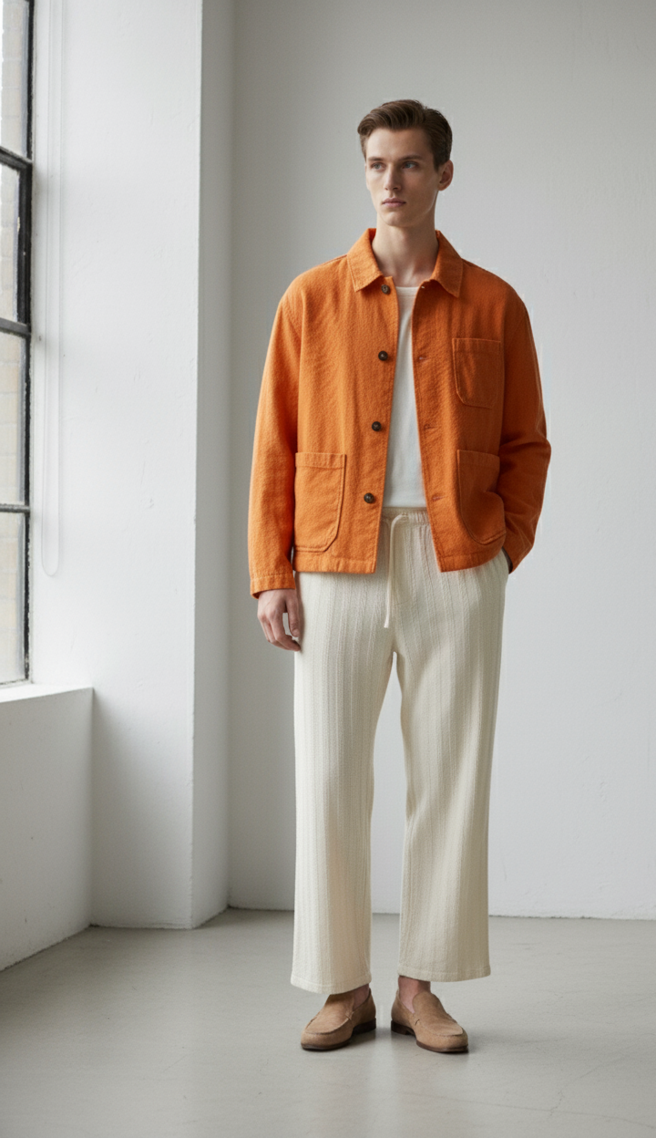 RELAXED FIT JACQUARD TROUSERS