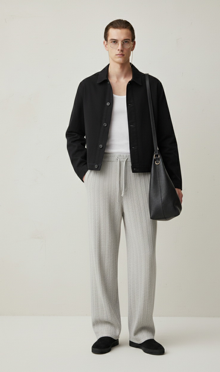 RELAXED FIT JACQUARD TROUSERS